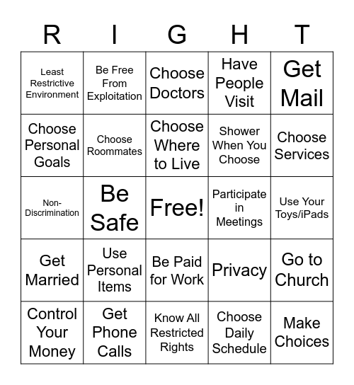 You Have the Right to Bingo Card