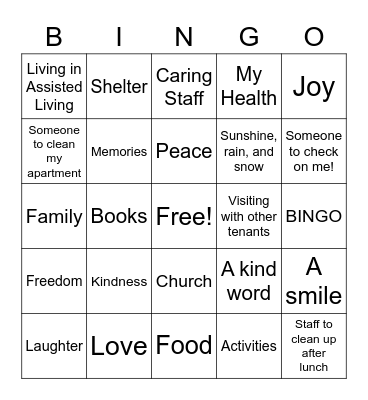 Thankful Bingo Card