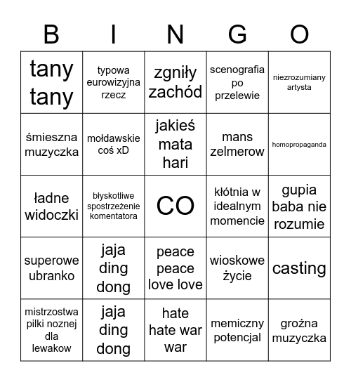 jaja ding dong Bingo Card