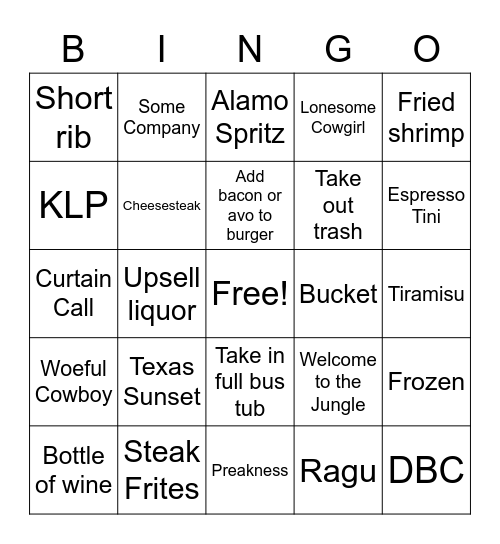 May 27th Bingo Card