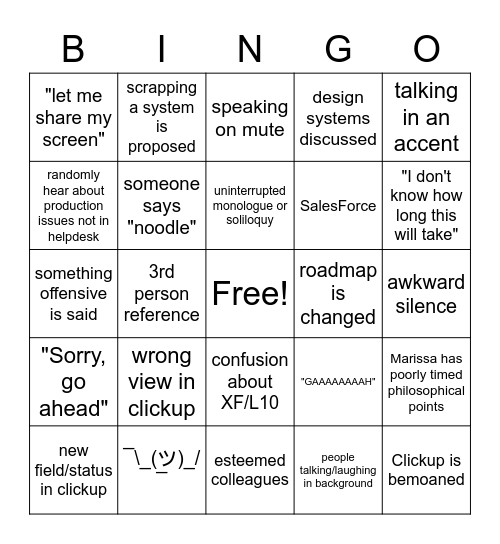 PRODUCT Bingo Card