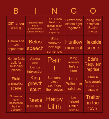 King's Tide Bingo Card