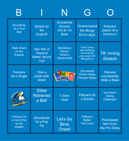 Pelicans Bingo Presented by Bingo Drive! Bingo Card