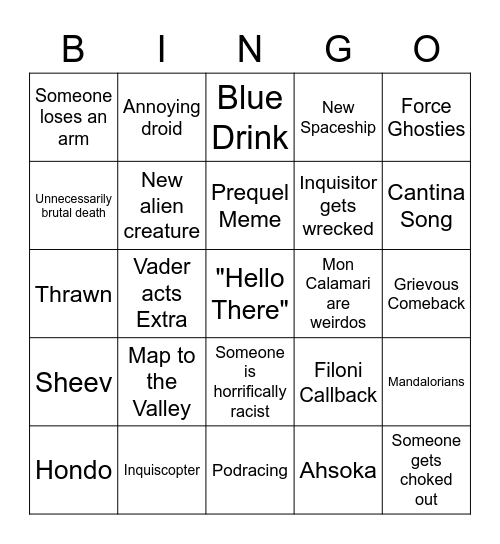 Kenobi Bingo Card