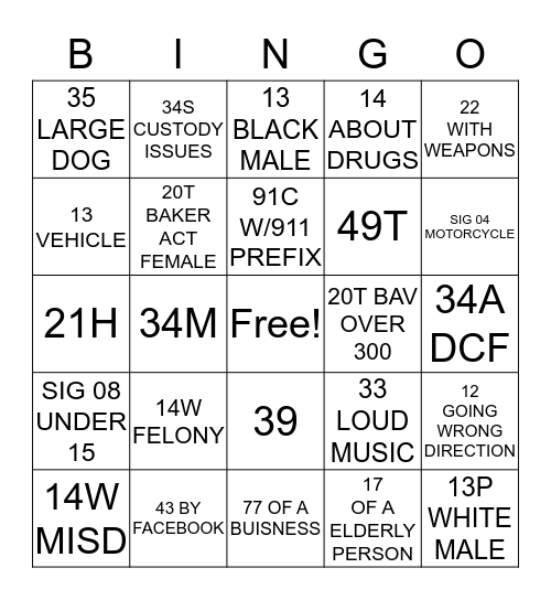 CALLTAKER  Bingo Card