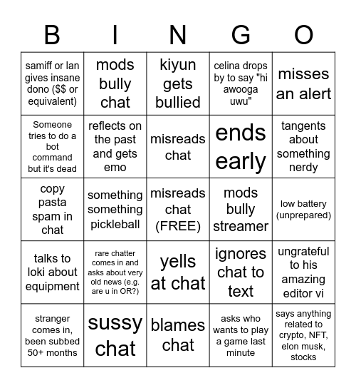 9 year Bingo Card