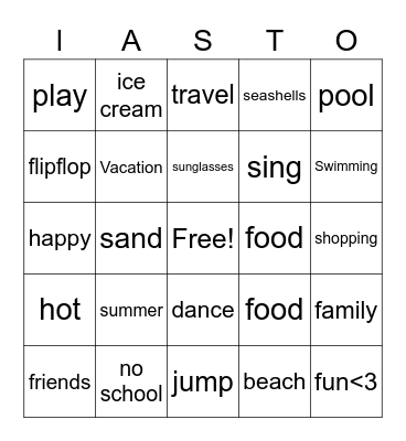 summer bingo Card