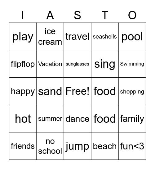 summer bingo Card