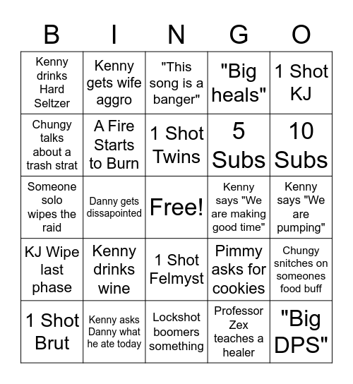 SWP GDKP BINGO Card picture