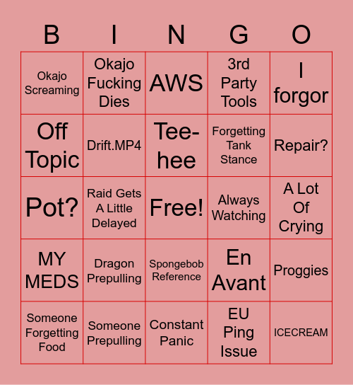 St Elmo Fire Static Bingo Card