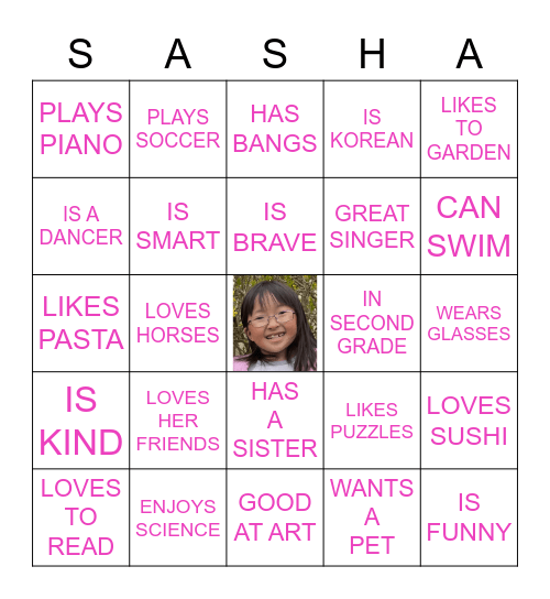 SASHA'S BIRTHDAY BINGO!!! Bingo Card