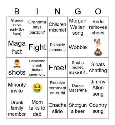 Wedding Bingo Card