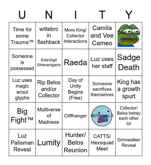 TOH: Multiverse of Madness Bingo Card