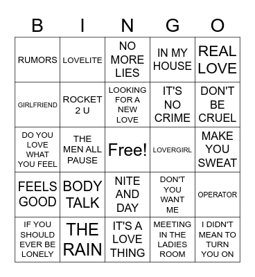 80'S R&B Bingo Card