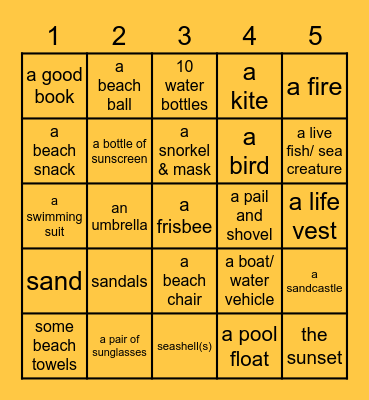 BB Beach Hunt 🔎 Bingo Card