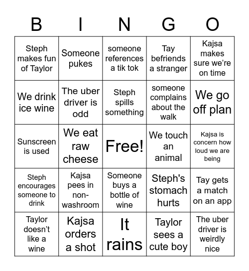 NOTL - BINGO Card