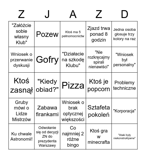 ZN 2022 #1 Bingo Card