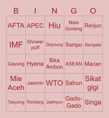 bingo dech Bingo Card