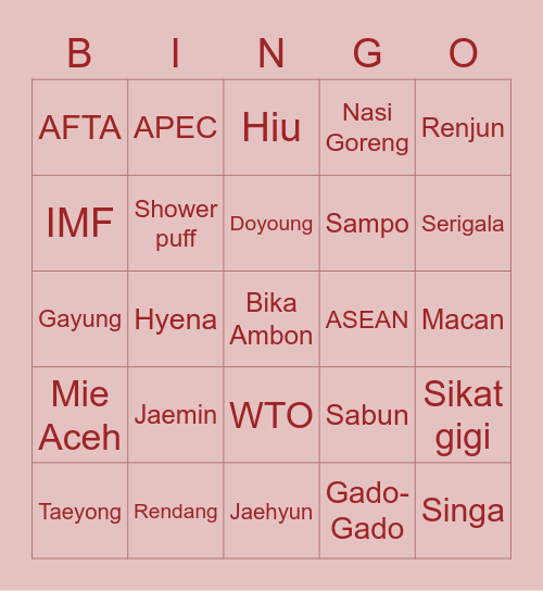 bingo dech Bingo Card