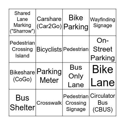 Columbus Transportation BINGO Card