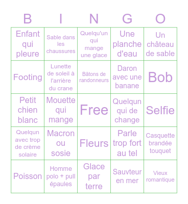 Touquet trip 2 Bingo Card
