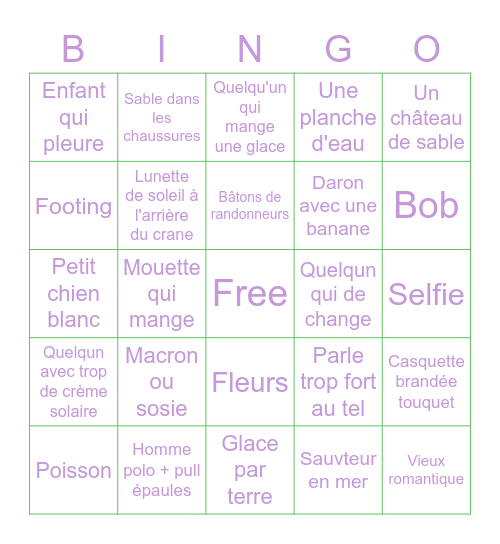 Touquet trip 2 Bingo Card