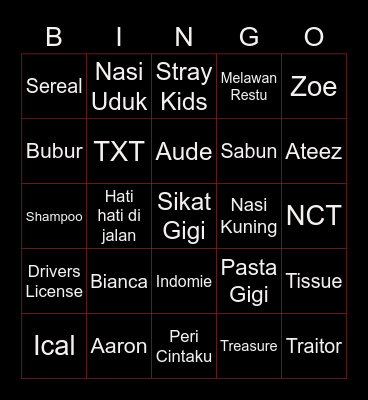 Bingo Bianca Bingo Card