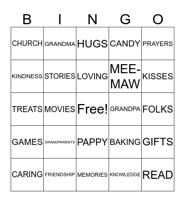 Grand-friends Bingo! Bingo Card