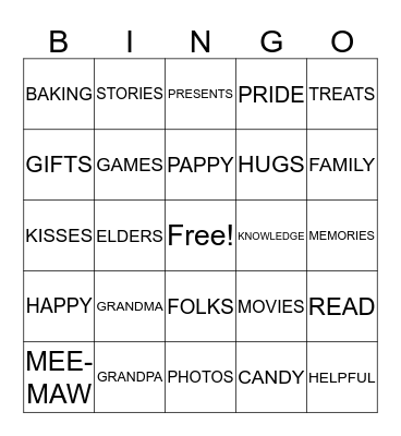 Grand-friends Bingo! Bingo Card