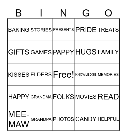 Grand-friends Bingo! Bingo Card