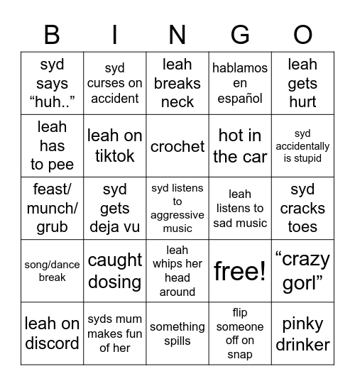 road trip bingo Card