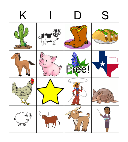 Texas Bingo Card