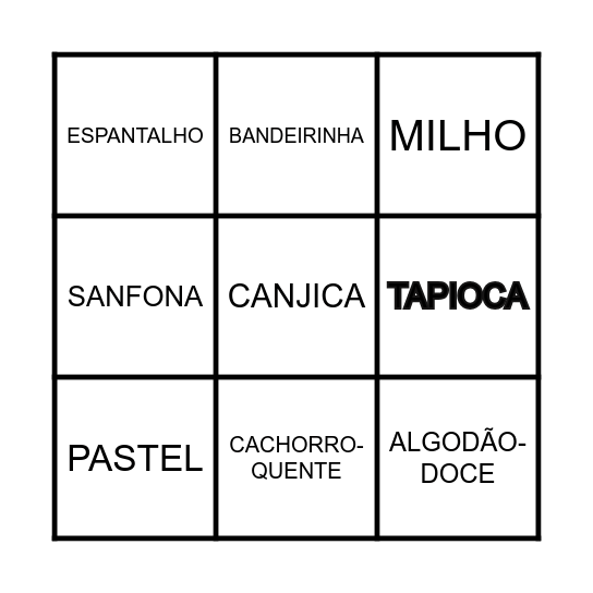 BINGO JUNINO Bingo Card