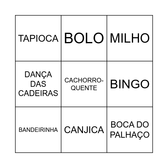 BINGO JUNINO Bingo Card