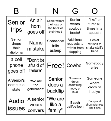 2022 RMHS Graduation Bingo Card