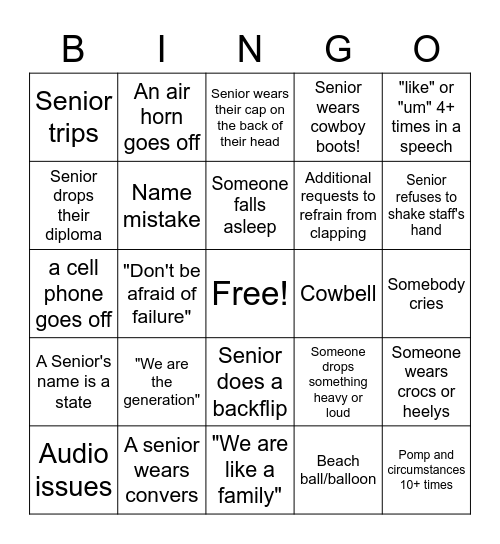 2022 RMHS Graduation Bingo Card