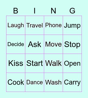 REGULAR VERBS Bingo Card