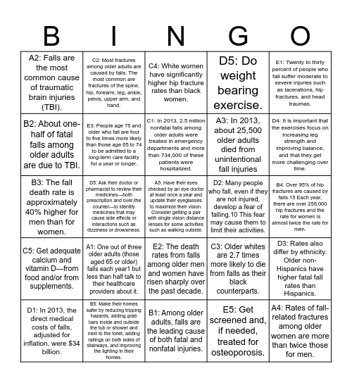 Balance Bingo Card