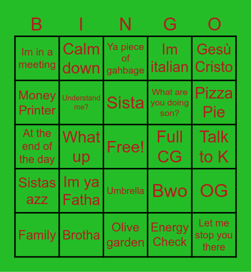 Vinny Bingo Card