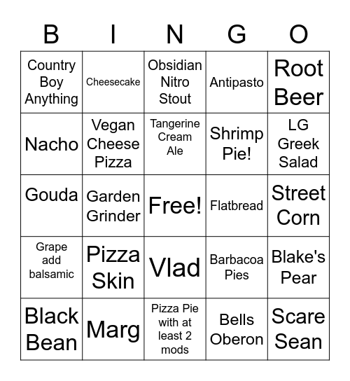 Pies Bingo! Bingo Card
