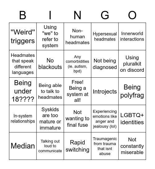 things you will be fakeclaimed over bingo Card