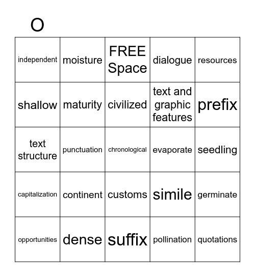 Lesson 23 Bingo Card