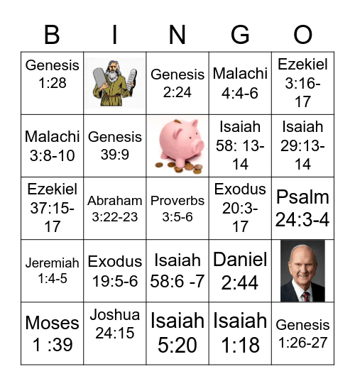 Old Testament Doctrinal Mastery Bingo Card