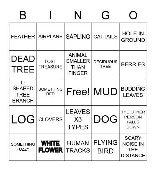 HIKING BINGO Card