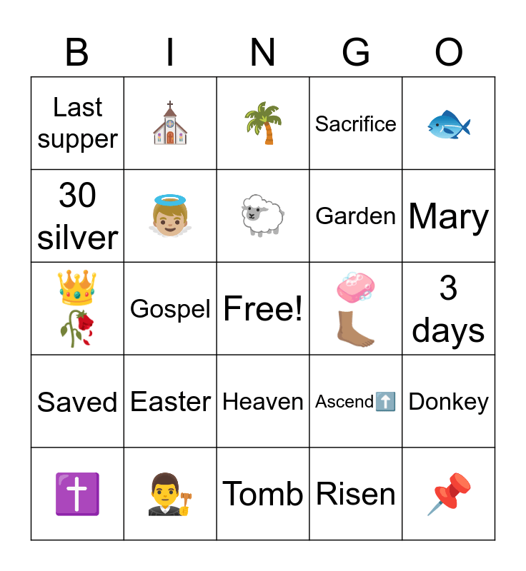 Sunday School Easter Bingo Card