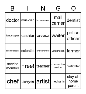 Career Bingo Card