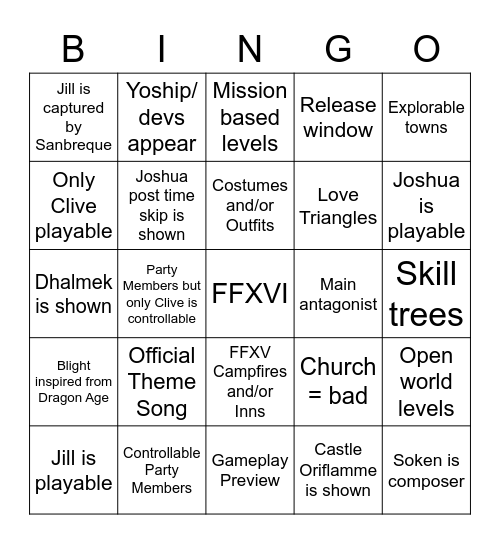 FF16 bingo Card