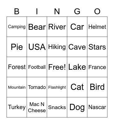 Summer Camp Bingo Card