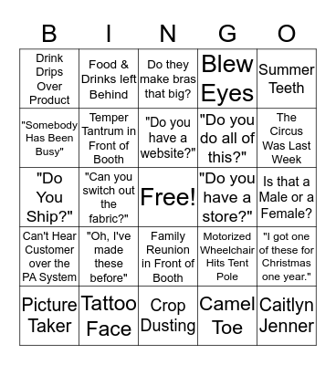 Craft Show Bingo Card