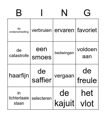 Woordenschat bingo Card